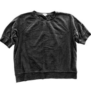 Dylan Black Short Sleeve Sweatshirt French Terry Textured Top Size Medium